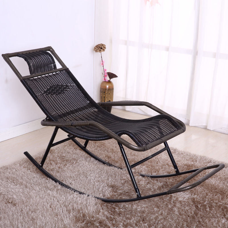 Rattan Rocking Chair Plain Water Resistant Woven Rope Modern Rocking Chair Coffee Clearhalo 'Chairs & Seating' 'furn' 'furn_rocking_chairs' 'Furniture' 'Living Room Furniture' 'Rocking Chairs' 'rocking_chairs' 6606401