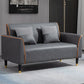 Glam Tight Back Flared Arm Living Room Faux Leather Standard Seating