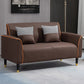 Glam Tight Back Flared Arm Living Room Faux Leather Standard Seating