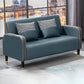 Contemporary Tight Back Square Arm Faux Leather Living Room Seating