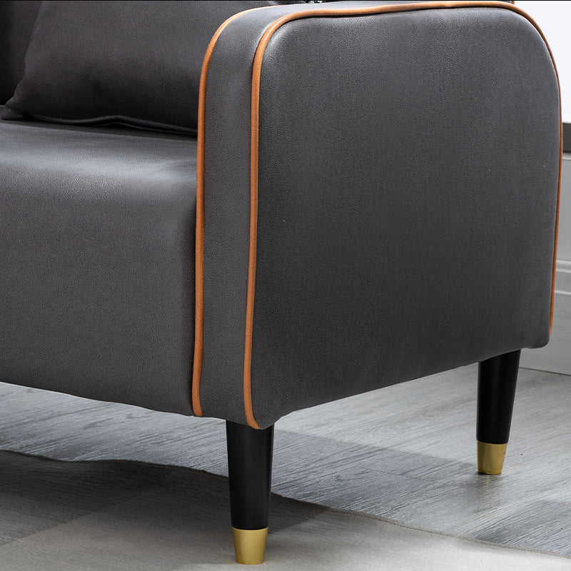 Contemporary Tight Back Square Arm Faux Leather Living Room Seating