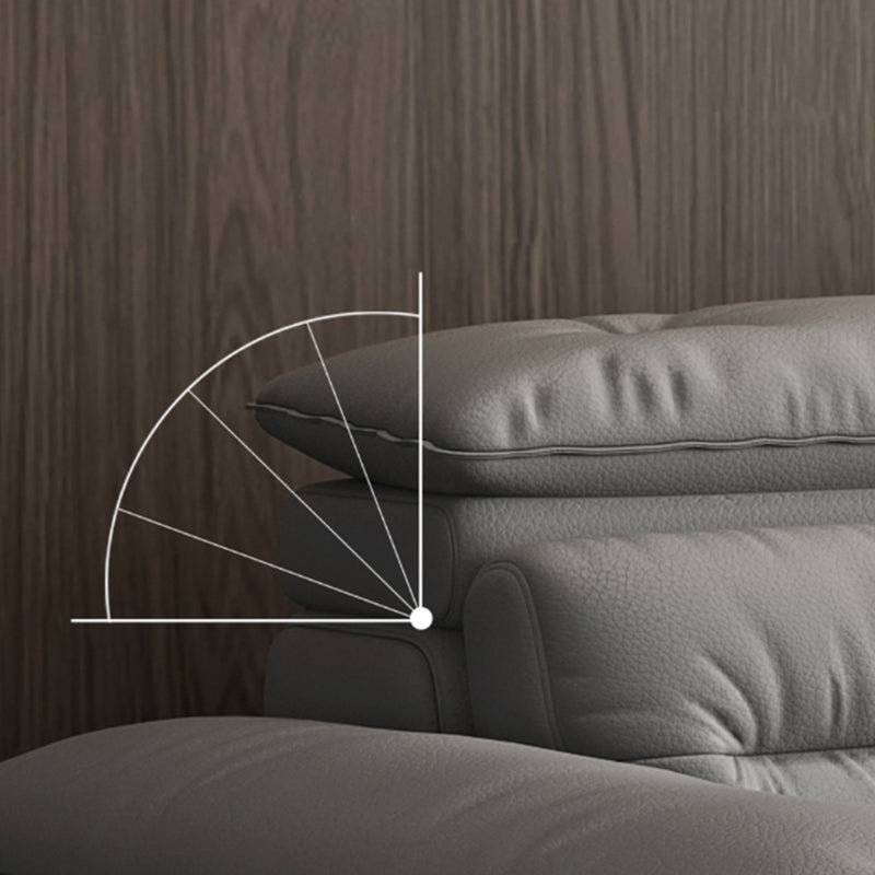 Contemporary Faux Leather Light-grey Sewn Pillow Back Pillow Top Arm Sofa