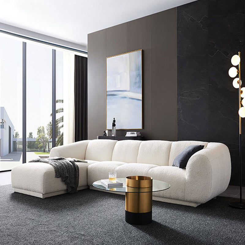 Divano di lana minimalista con chaise in bianco divano in tessuto da 29,1 "H