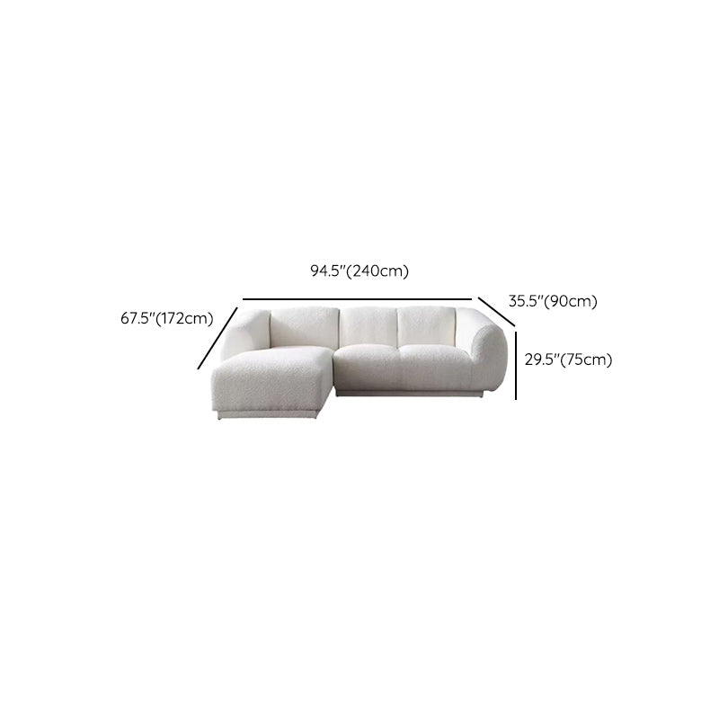 Divano di lana minimalista con chaise in bianco divano in tessuto da 29,1 "H