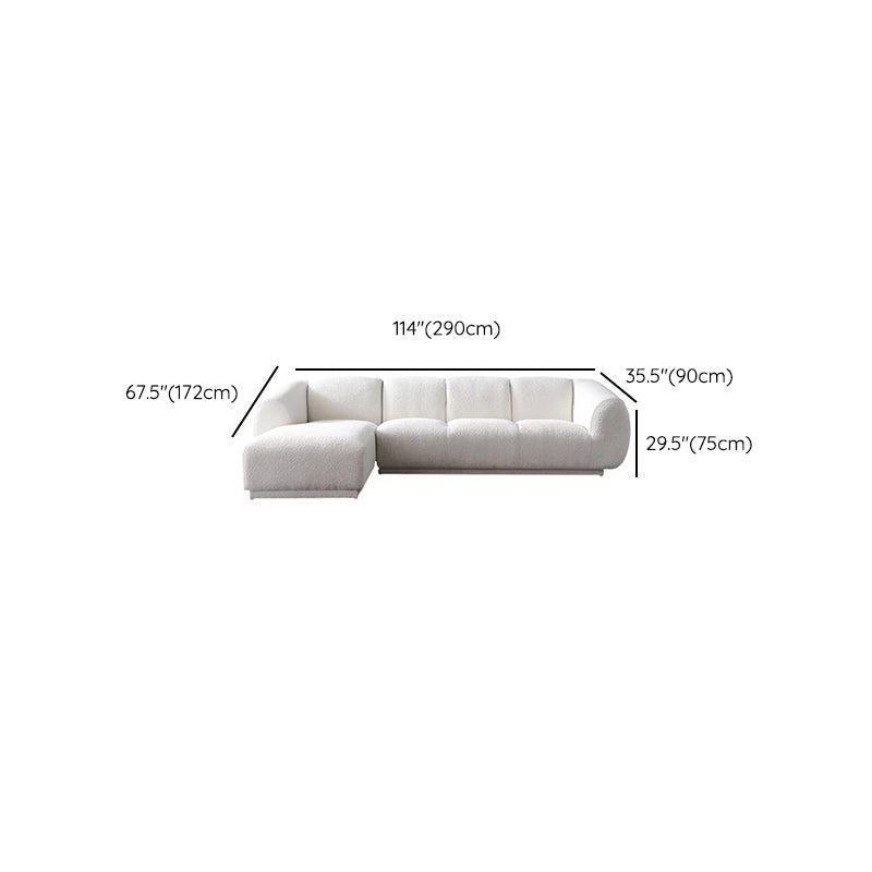 Divano di lana minimalista con chaise in bianco divano in tessuto da 29,1 "H