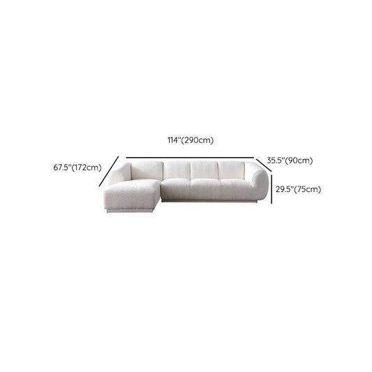 Divano di lana minimalista con chaise in bianco divano in tessuto da 29,1 "H