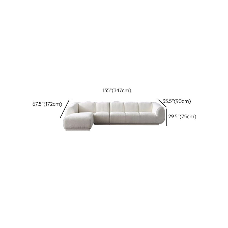 Divano di lana minimalista con chaise in bianco divano in tessuto da 29,1 "H
