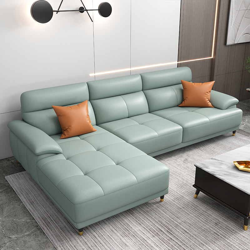Genuine Leather Sectional Sofa Pillow Top Arm Sofa for Living Room Clearhalo 'furn' 'furn_sectionals' 'Furniture' 'Living Room Furniture' 'Sectionals' 6606684