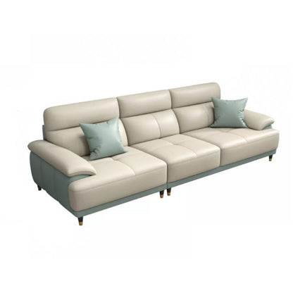 Genuine Leather Sectional Sofa Pillow Top Arm Sofa for Living Room 3-Seater Sofa Clearhalo 'furn' 'furn_sectionals' 'Furniture' 'Living Room Furniture' 'Sectionals' 6606686