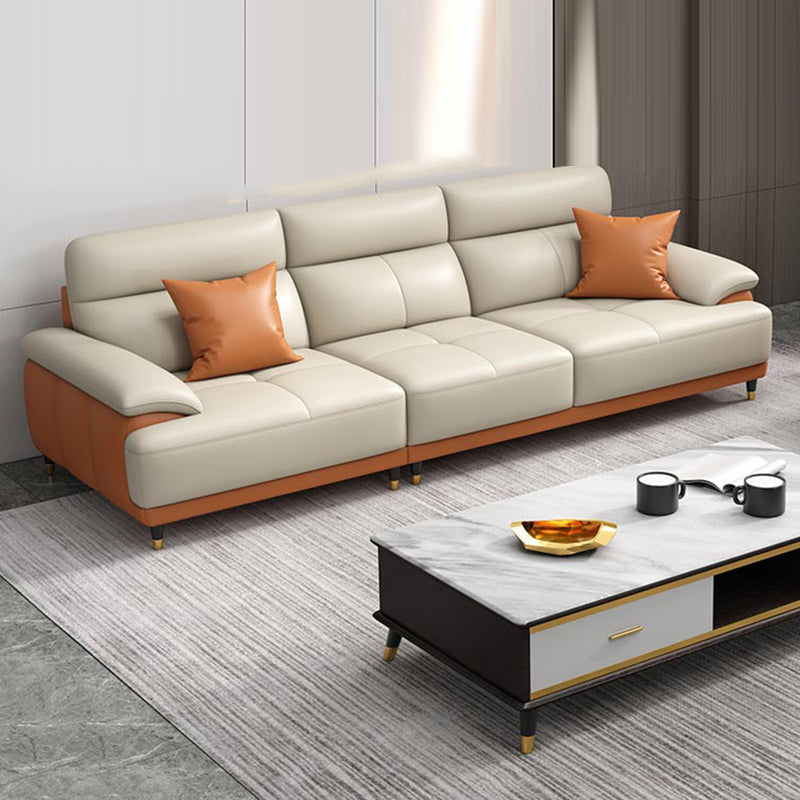 Genuine Leather Sectional Sofa Pillow Top Arm Sofa for Living Room Clearhalo 'furn' 'furn_sectionals' 'Furniture' 'Living Room Furniture' 'Sectionals' 6606687