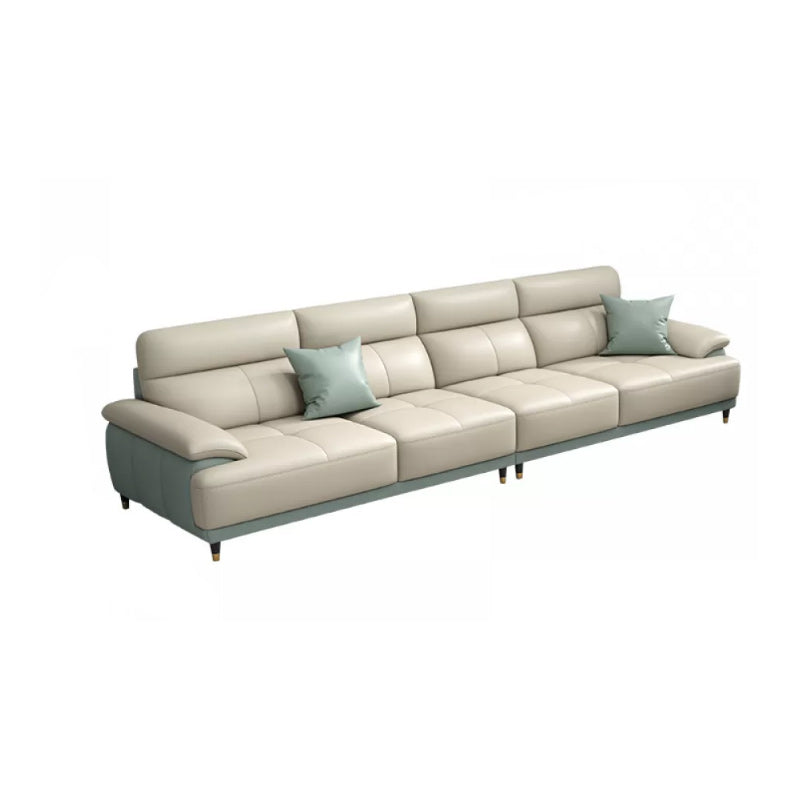 Genuine Leather Sectional Sofa Pillow Top Arm Sofa for Living Room 4-Seater Sofa Clearhalo 'furn' 'furn_sectionals' 'Furniture' 'Living Room Furniture' 'Sectionals' 6606689