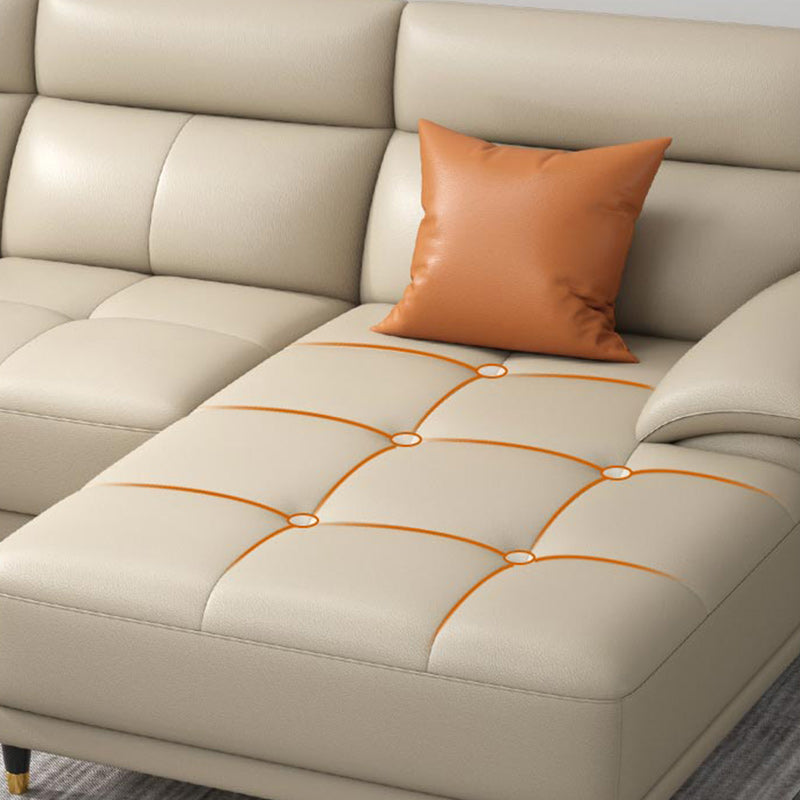 Genuine Leather Sectional Sofa Pillow Top Arm Sofa for Living Room Clearhalo 'furn' 'furn_sectionals' 'Furniture' 'Living Room Furniture' 'Sectionals' 6606699