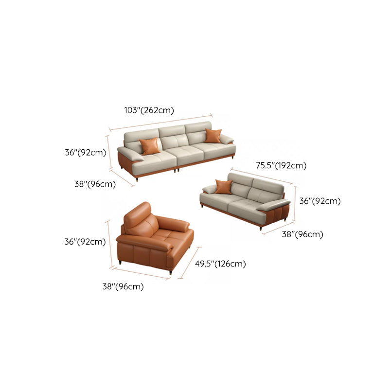 Genuine Leather Sectional Sofa Pillow Top Arm Sofa for Living Room Clearhalo 'furn' 'furn_sectionals' 'Furniture' 'Living Room Furniture' 'Sectionals' 6606710