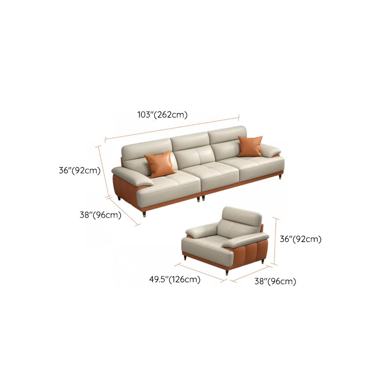 Genuine Leather Sectional Sofa Pillow Top Arm Sofa for Living Room Clearhalo 'furn' 'furn_sectionals' 'Furniture' 'Living Room Furniture' 'Sectionals' 6606711