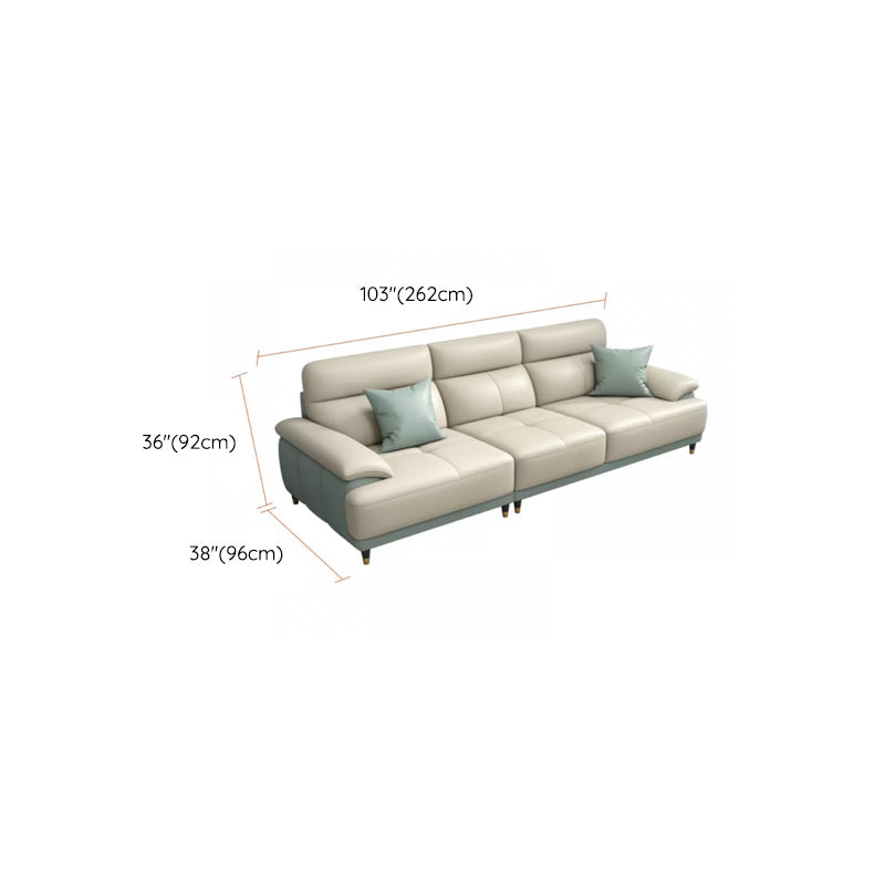 Genuine Leather Sectional Sofa Pillow Top Arm Sofa for Living Room Clearhalo 'furn' 'furn_sectionals' 'Furniture' 'Living Room Furniture' 'Sectionals' 6606712