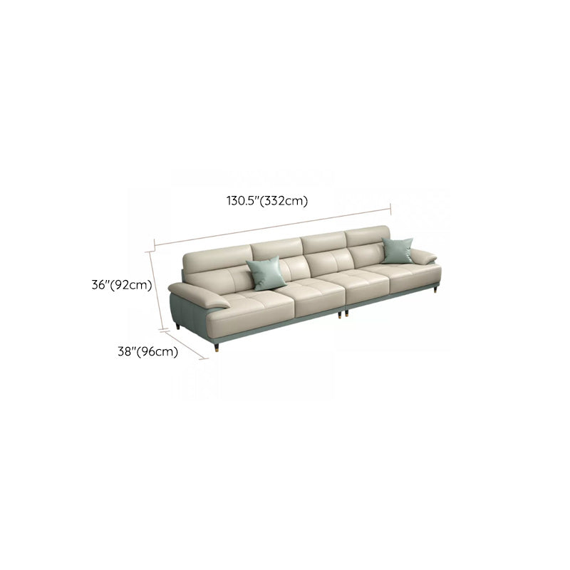 Genuine Leather Sectional Sofa Pillow Top Arm Sofa for Living Room Clearhalo 'furn' 'furn_sectionals' 'Furniture' 'Living Room Furniture' 'Sectionals' 6606713
