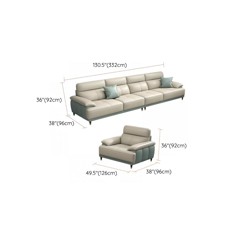 Genuine Leather Sectional Sofa Pillow Top Arm Sofa for Living Room Clearhalo 'furn' 'furn_sectionals' 'Furniture' 'Living Room Furniture' 'Sectionals' 6606714