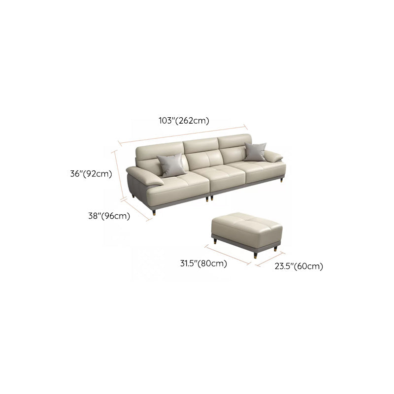 Genuine Leather Sectional Sofa Pillow Top Arm Sofa for Living Room Clearhalo 'furn' 'furn_sectionals' 'Furniture' 'Living Room Furniture' 'Sectionals' 6606715