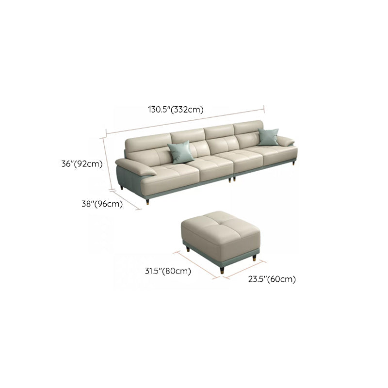 Genuine Leather Sectional Sofa Pillow Top Arm Sofa for Living Room Clearhalo 'furn' 'furn_sectionals' 'Furniture' 'Living Room Furniture' 'Sectionals' 6606716
