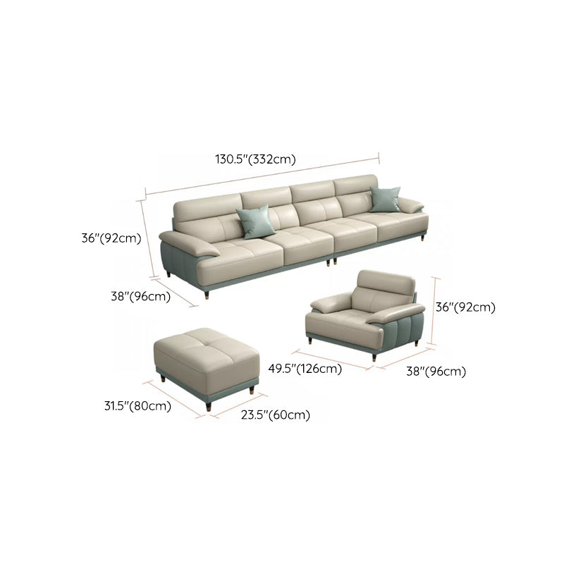 Genuine Leather Sectional Sofa Pillow Top Arm Sofa for Living Room Clearhalo 'furn' 'furn_sectionals' 'Furniture' 'Living Room Furniture' 'Sectionals' 6606717