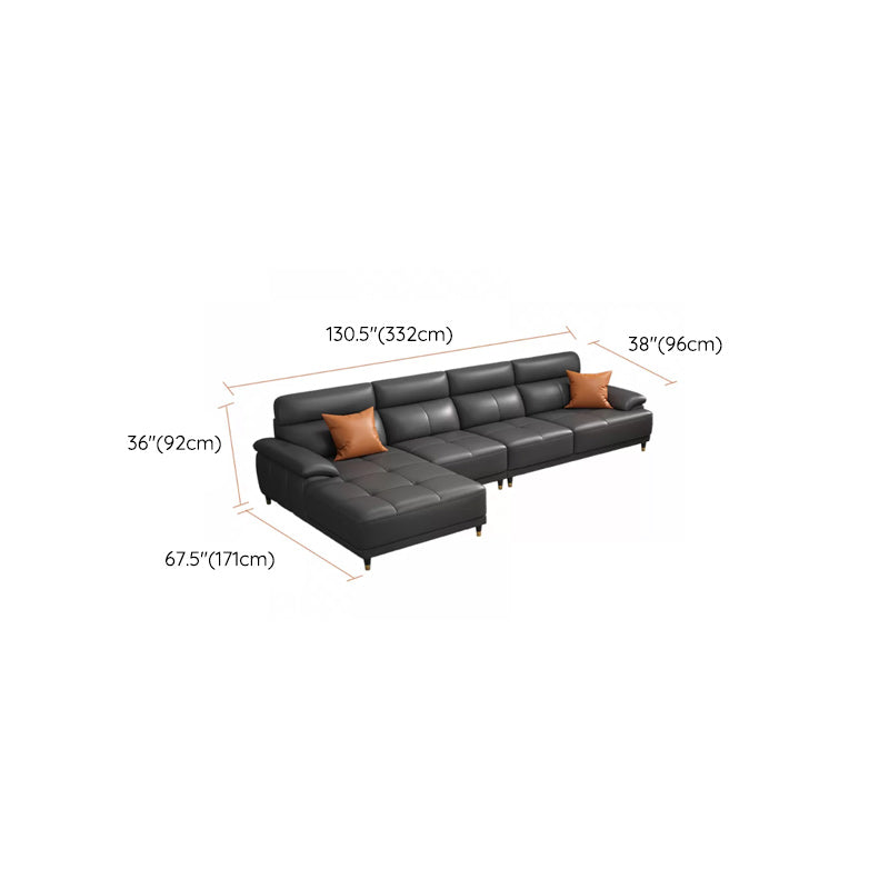 Genuine Leather Sectional Sofa Pillow Top Arm Sofa for Living Room Clearhalo 'furn' 'furn_sectionals' 'Furniture' 'Living Room Furniture' 'Sectionals' 6606718