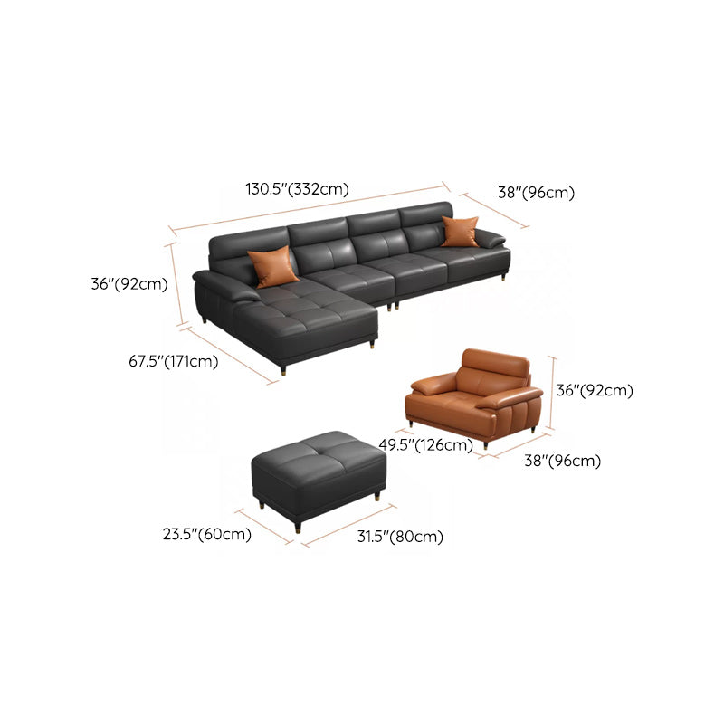 Genuine Leather Sectional Sofa Pillow Top Arm Sofa for Living Room Clearhalo 'furn' 'furn_sectionals' 'Furniture' 'Living Room Furniture' 'Sectionals' 6606719