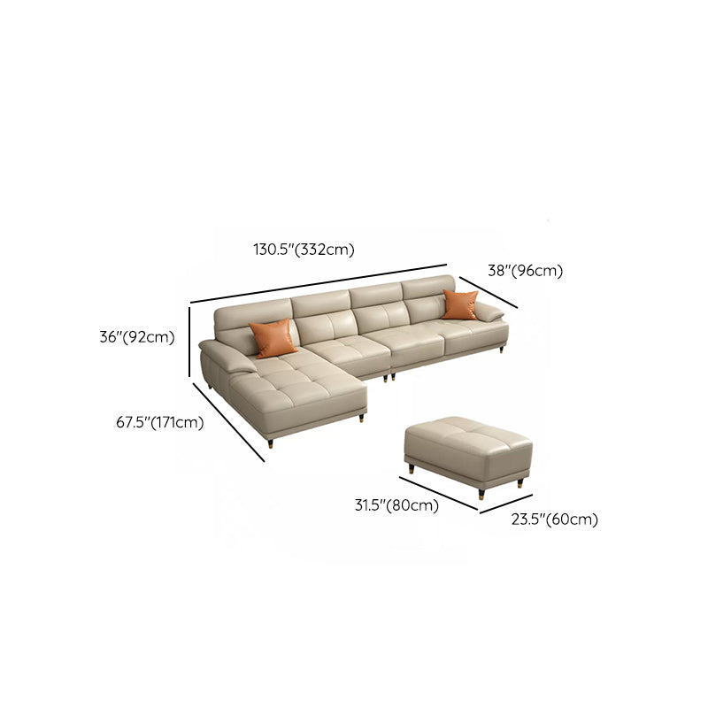 Genuine Leather Sectional Sofa Pillow Top Arm Sofa for Living Room Clearhalo 'furn' 'furn_sectionals' 'Furniture' 'Living Room Furniture' 'Sectionals' 6606720