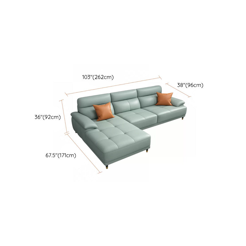 Genuine Leather Sectional Sofa Pillow Top Arm Sofa for Living Room Clearhalo 'furn' 'furn_sectionals' 'Furniture' 'Living Room Furniture' 'Sectionals' 6606721