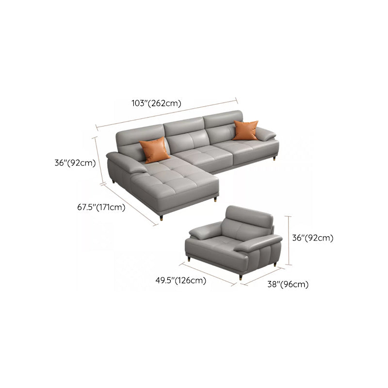 Genuine Leather Sectional Sofa Pillow Top Arm Sofa for Living Room Clearhalo 'furn' 'furn_sectionals' 'Furniture' 'Living Room Furniture' 'Sectionals' 6606722