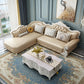 Tufted Scroll Arm Chesterfield Sofa and Chaise Genuine Leather Sofa with Pillows 142"L x 83"W x 35"H Left Clearhalo 'furn' 'furn_sectionals' 'Furniture' 'Living Room Furniture' 'Sectionals' 6606724