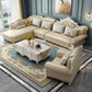 Tufted Scroll Arm Chesterfield Sofa and Chaise Genuine Leather Sofa with Pillows Clearhalo 'furn' 'furn_sectionals' 'Furniture' 'Living Room Furniture' 'Sectionals' 6606725