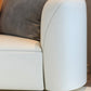 Divano curvo in pelle finta glam in bianco da divano a braccio quadrato da 28,3 "