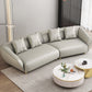 Glam Sloped Arm Sofa with Pillows Genuine Leather Sofa in Gray Clearhalo 'furn' 'furn_sectionals' 'Furniture' 'Living Room Furniture' 'Sectionals' 6606771