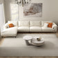 Square Arm Loose Back Sofa and Chaise Slipcovered White Fabric Sofa