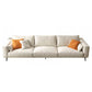 Square Arm Loose Back Sofa and Chaise Slipcovered White Fabric Sofa