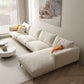 Square Arm Loose Back Sofa and Chaise Slipcovered White Fabric Sofa