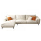 Square Arm Loose Back Sofa and Chaise Slipcovered White Fabric Sofa