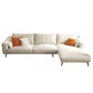 Square Arm Loose Back Sofa and Chaise Slipcovered White Fabric Sofa