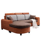 Sofá de ratán tropical de 3 plazas con chaise longue con brazos volumétricos marrones y respaldo suelto