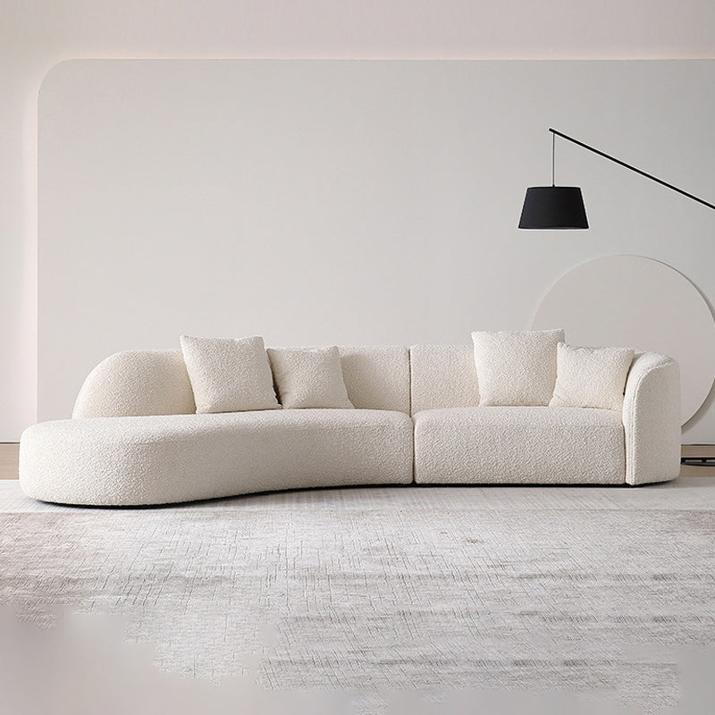 Contemporary Wool Sofa in White Simple Living Room Curved Seating Clearhalo 'furn' 'furn_sectionals' 'Furniture' 'Living Room Furniture' 'Sectionals' 6606852