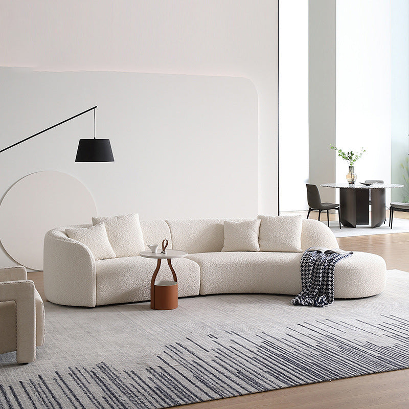 Contemporary Wool Sofa in White Simple Living Room Curved Seating Right Clearhalo 'furn' 'furn_sectionals' 'Furniture' 'Living Room Furniture' 'Sectionals' 6606853