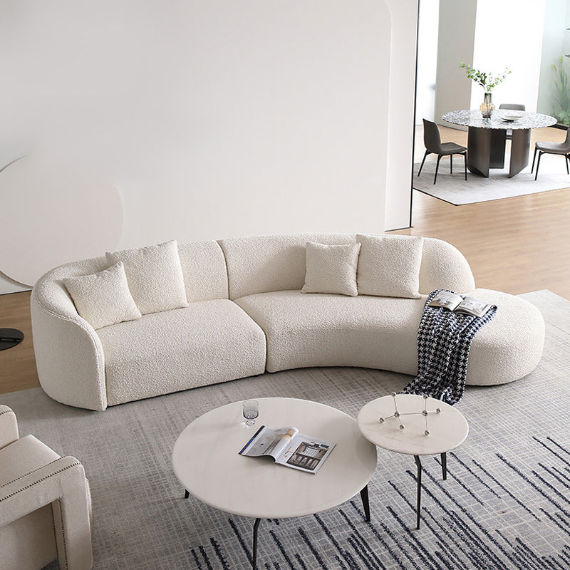 Contemporary Wool Sofa in White Simple Living Room Curved Seating Clearhalo 'furn' 'furn_sectionals' 'Furniture' 'Living Room Furniture' 'Sectionals' 6606854