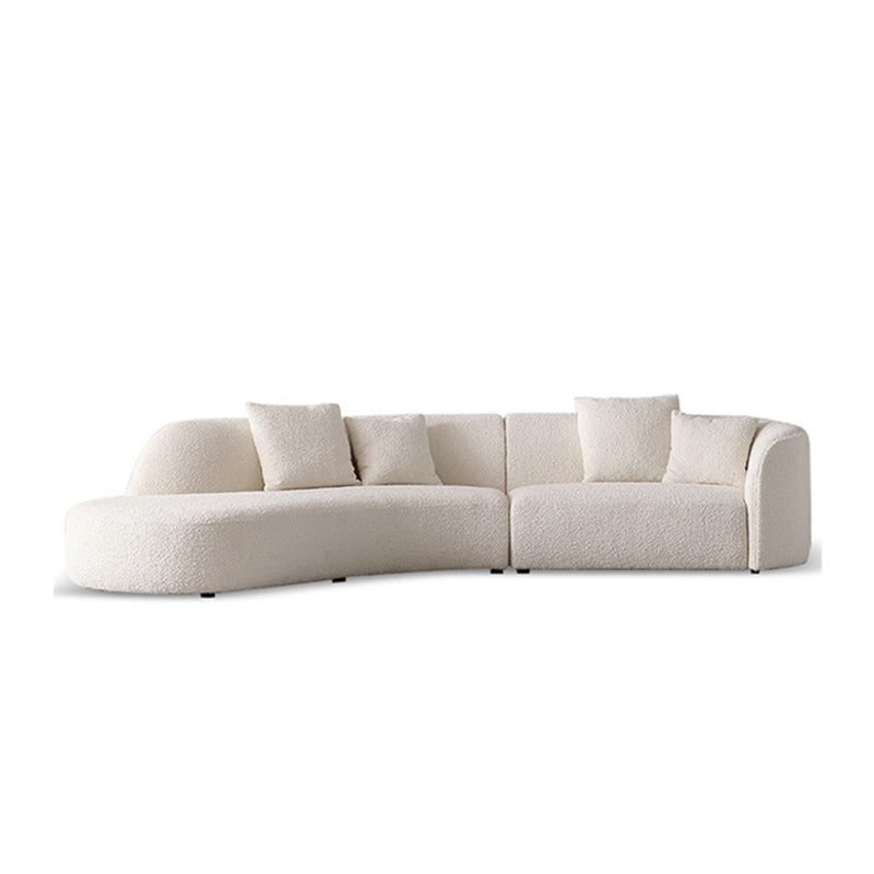 Contemporary Wool Sofa in White Simple Living Room Curved Seating Clearhalo 'furn' 'furn_sectionals' 'Furniture' 'Living Room Furniture' 'Sectionals' 6606856