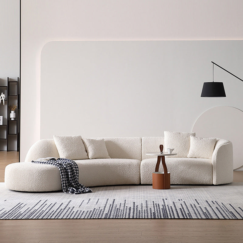 Contemporary Wool Sofa in White Simple Living Room Curved Seating Left Clearhalo 'furn' 'furn_sectionals' 'Furniture' 'Living Room Furniture' 'Sectionals' 6606861