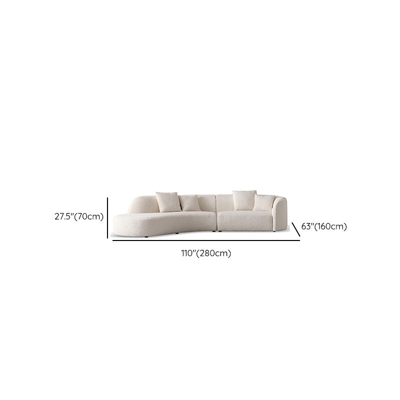 Contemporary Wool Sofa in White Simple Living Room Curved Seating Clearhalo 'furn' 'furn_sectionals' 'Furniture' 'Living Room Furniture' 'Sectionals' 6606862