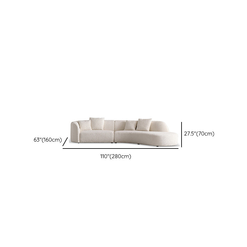Contemporary Wool Sofa in White Simple Living Room Curved Seating