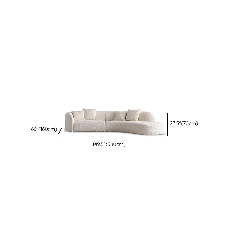 Contemporary Wool Sofa in White Simple Living Room Curved Seating Clearhalo 'furn' 'furn_sectionals' 'Furniture' 'Living Room Furniture' 'Sectionals' 6606869