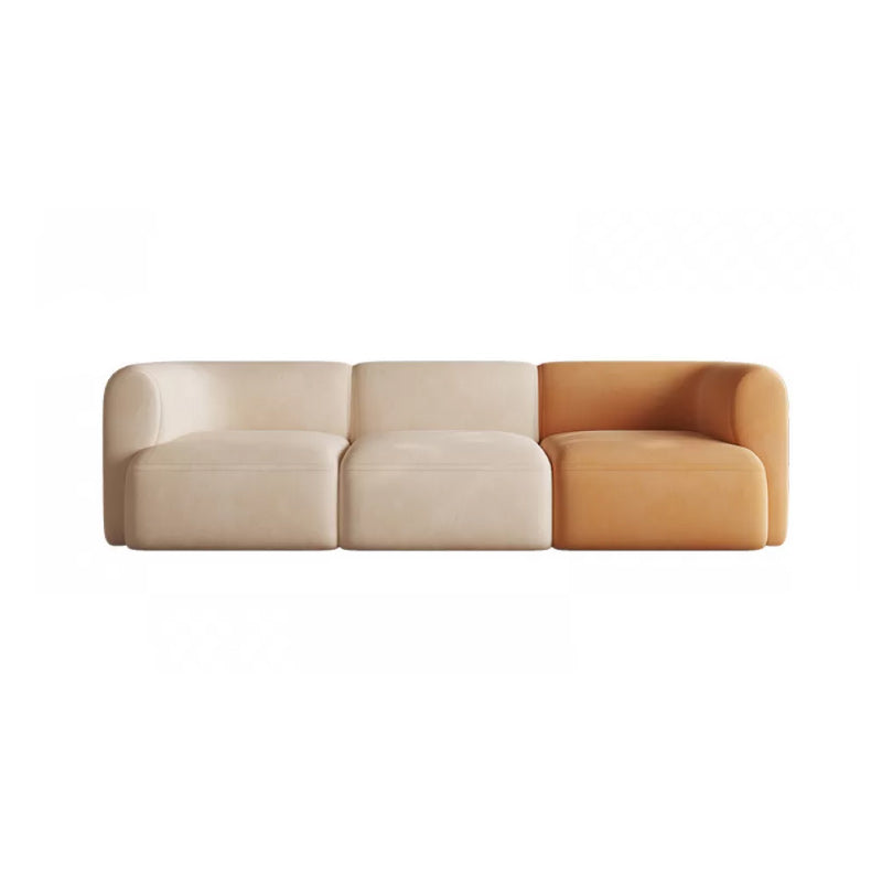 Minimalist 27.6-In H Sofa and Chaise Brown & Beige Sofa with One Side Arm Horizontal Clearhalo 'furn' 'furn_sectionals' 'Furniture' 'Living Room Furniture' 'Sectionals' 6606922