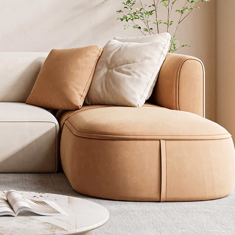 Minimalist 27.6-In H Sofa and Chaise Brown & Beige Sofa with One Side Arm Clearhalo 'furn' 'furn_sectionals' 'Furniture' 'Living Room Furniture' 'Sectionals' 6606935