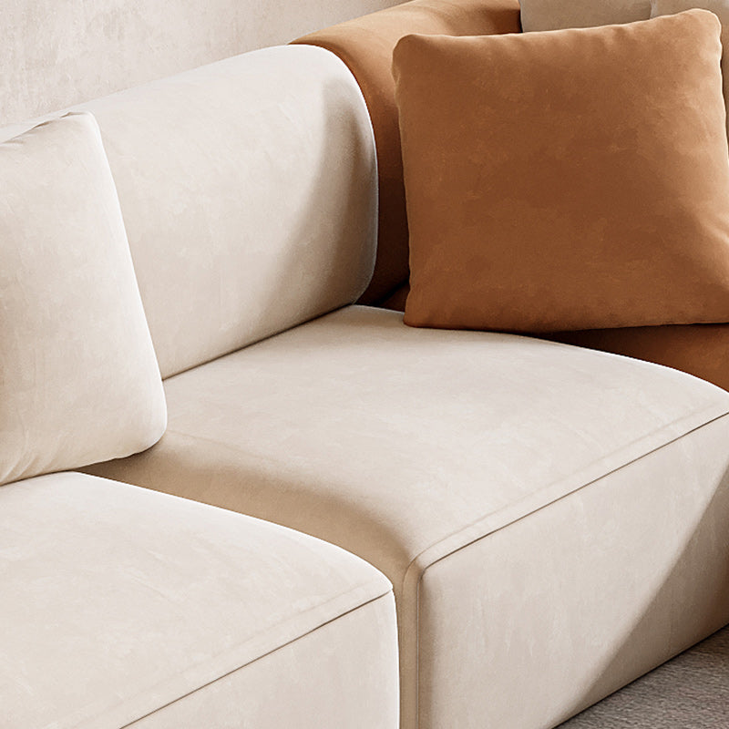 Minimalist 27.6-In H Sofa and Chaise Brown & Beige Sofa with One Side Arm Clearhalo 'furn' 'furn_sectionals' 'Furniture' 'Living Room Furniture' 'Sectionals' 6606937